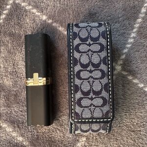 Coach black & Navy signature Patterned lipstick Holder case